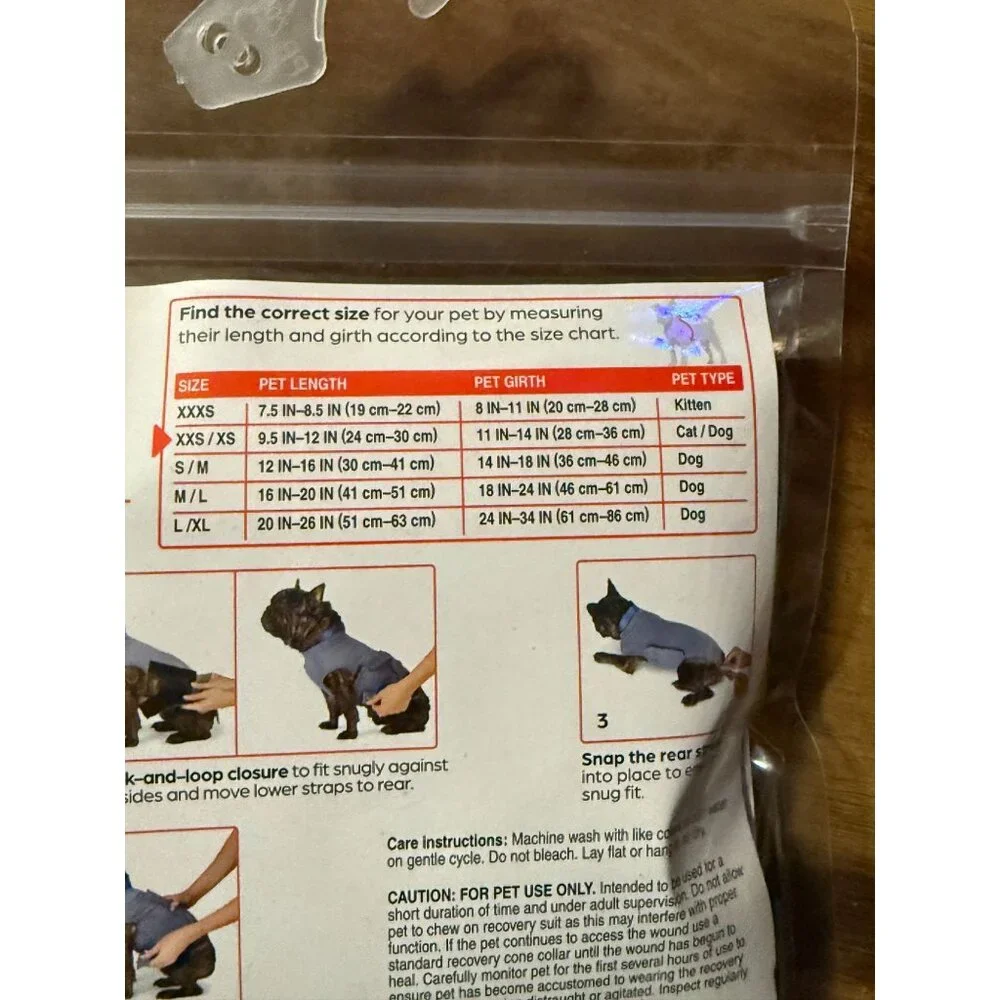 Well & Good Vet Surgery Recovery Suit To Protect Wounds & Skin KITTEN Cat XXS/XS